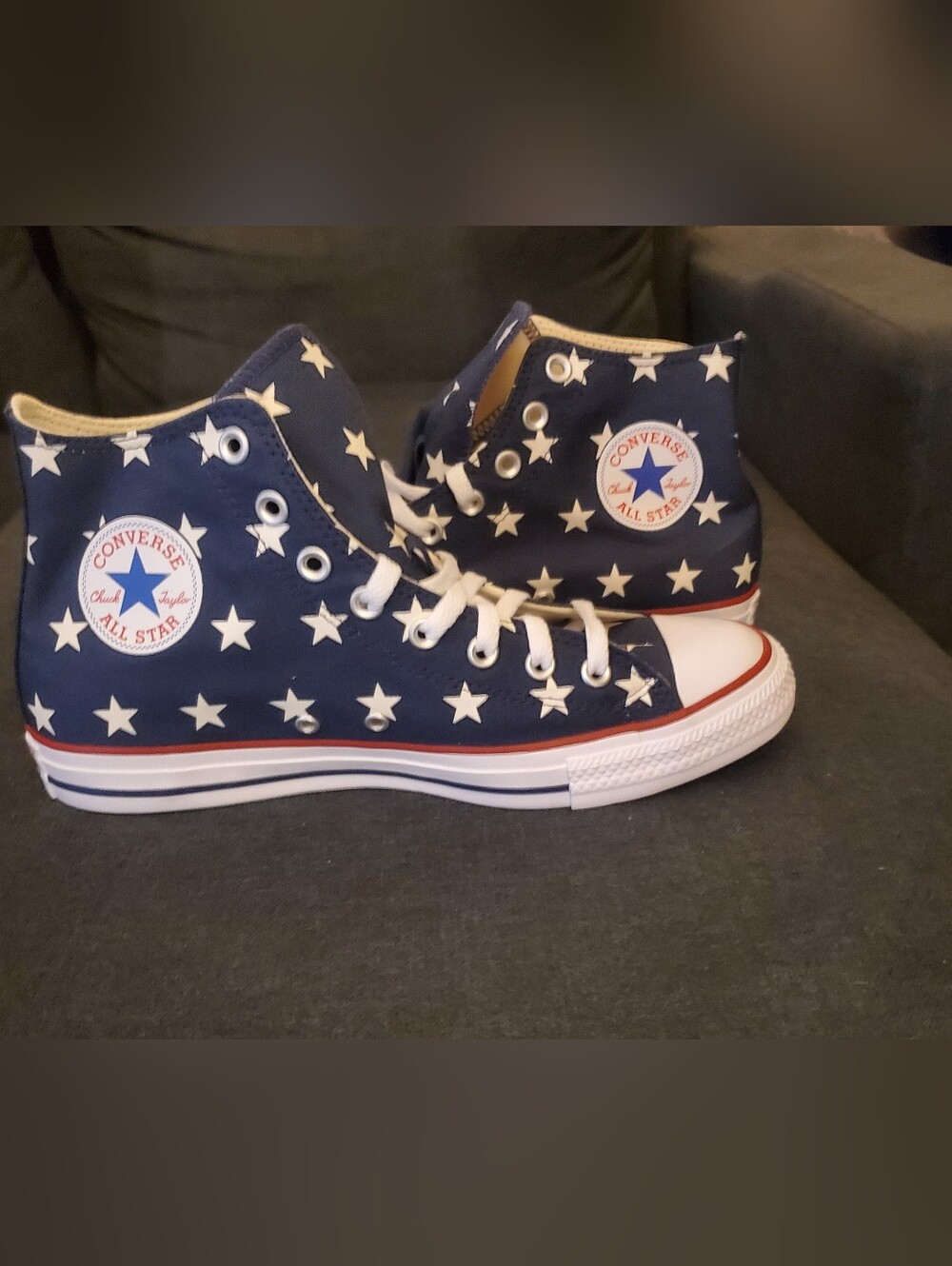 Converse ALL STAR Red, White And Blue STAR Studded Chuck Taylor UNISEX Sneakers